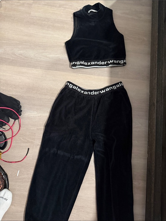 Alexander Wang Pants - Alexander Wang Black Track Pants with Logo Waistband